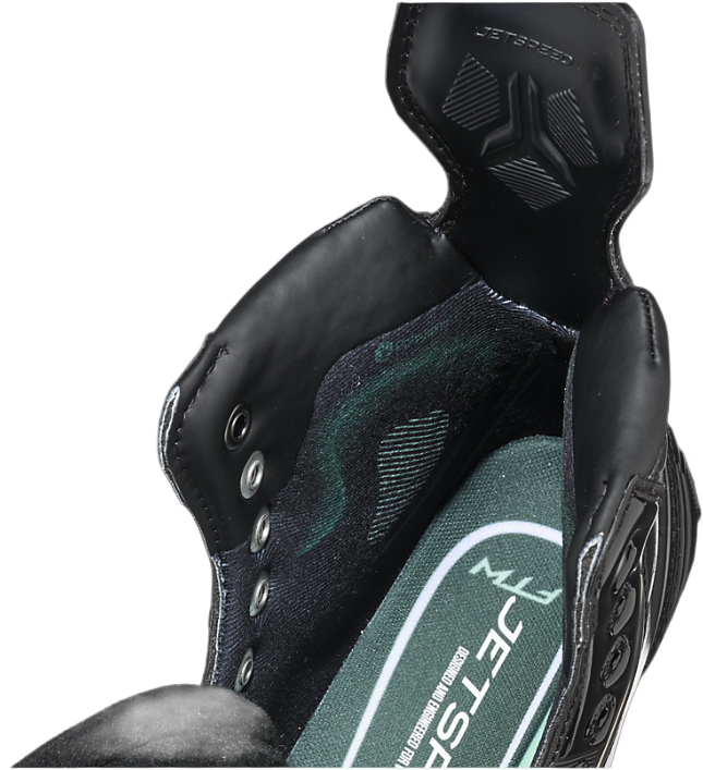 CCM Jetspeed FTW tongue detail — showing ADPT Comfort tongue and FTW branding on the interior