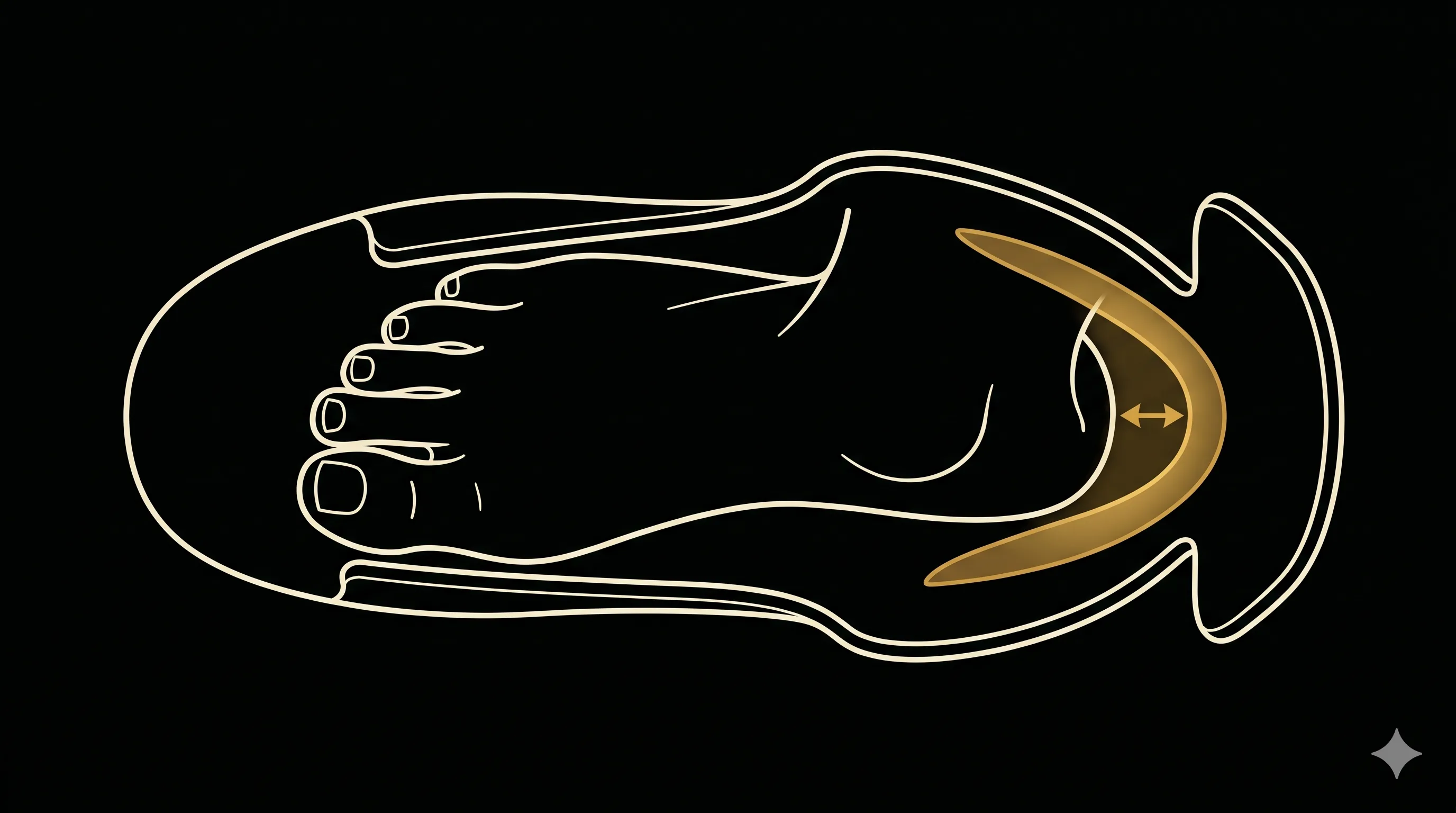 Illustration of female foot inside a men's-last skate boot showing heel slop — the narrow female heel doesn't fill the wider men's heel pocket