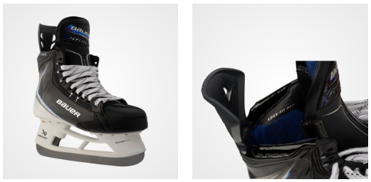 Bauer Vapor Hyperlite 2 — side profile and interior view showing Lock-Fit Pro liner and carbon CURV composite quarter
